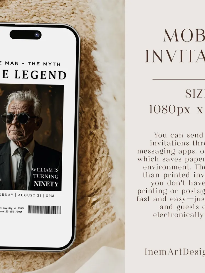 The Man The Myth The Legend 80th Birthday Invitation, EIGHTY, Editable Printable, 80th Party Text Invite, Instant Download, Canva Template