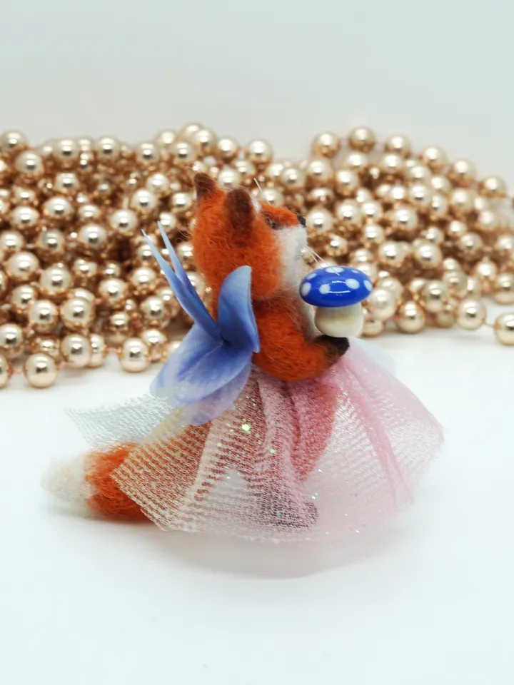 Mary the fox, miniature needle felted animal, fairy fox, ships from the US