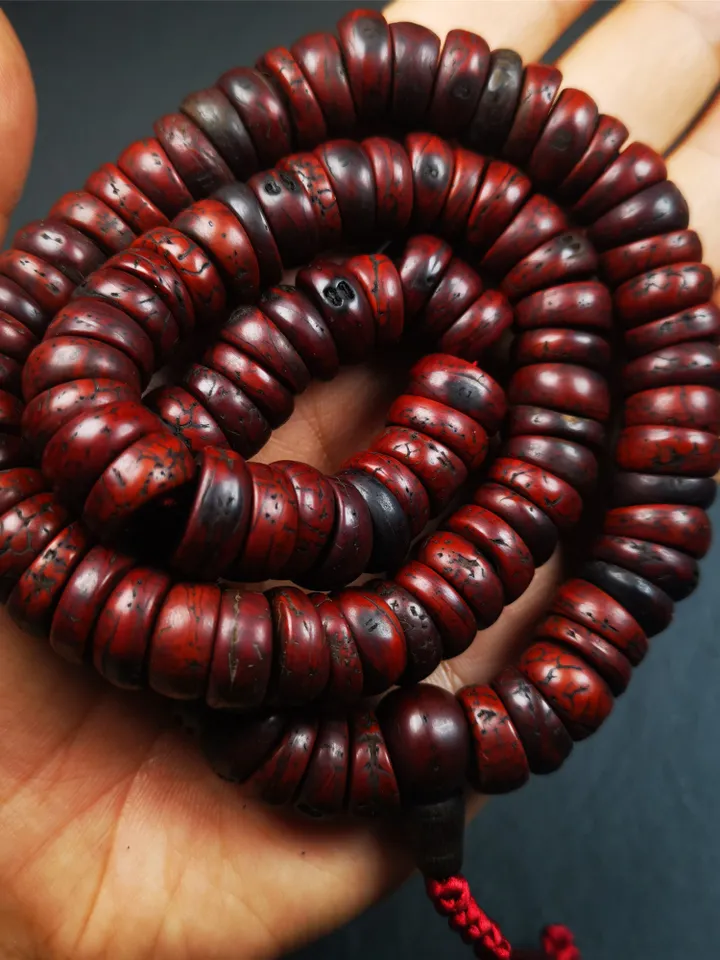 Gandhanra Old 108 Bodhi Seed Beads Mala,13mm Prayer Beads Necklace for Meditation,Circumference 54cm
