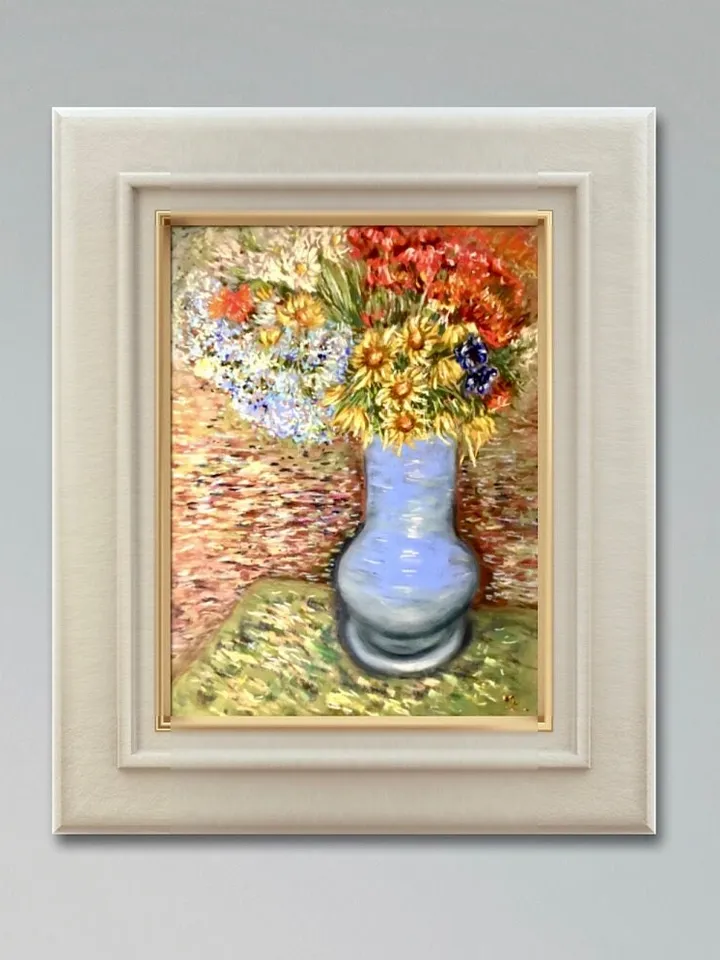 Vase of flowers,impressionistic soft pastel painting on pastelmat Monet inspired,gift for her,original wall art.