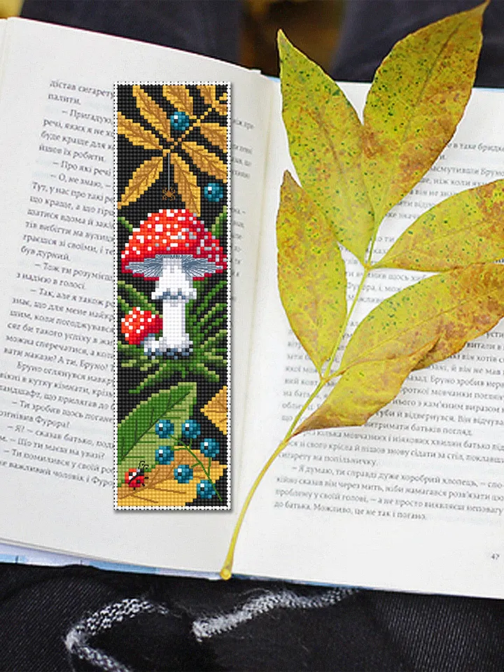 Mushroom bookmark set cross stitch pattern PDF download Magic mushroom cross stitch chart, Fall embroidery PDF Boletus, Morel, Amanita #B166