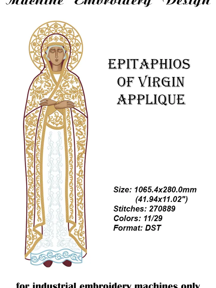 Epitaphios of Virgin applique embroidery design