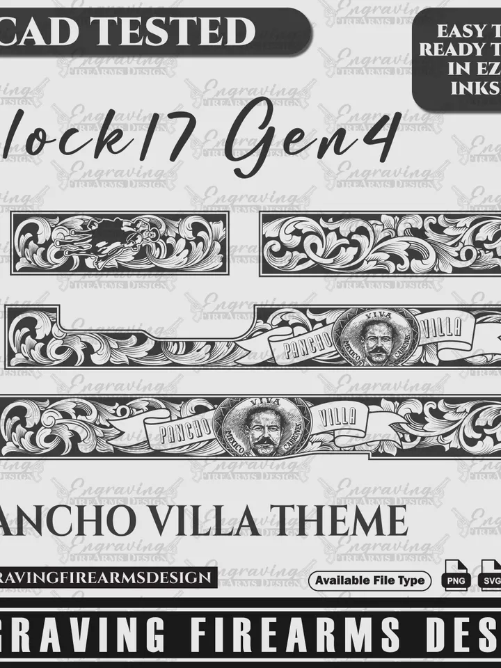 Engraving Firearms Design Glock17 Gen4 Scroll With Pancho Villa Design