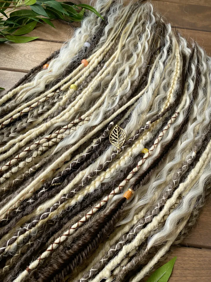 Brown and blonde boho style synthetic curly De dreadlocks and braids Ready to Ship
