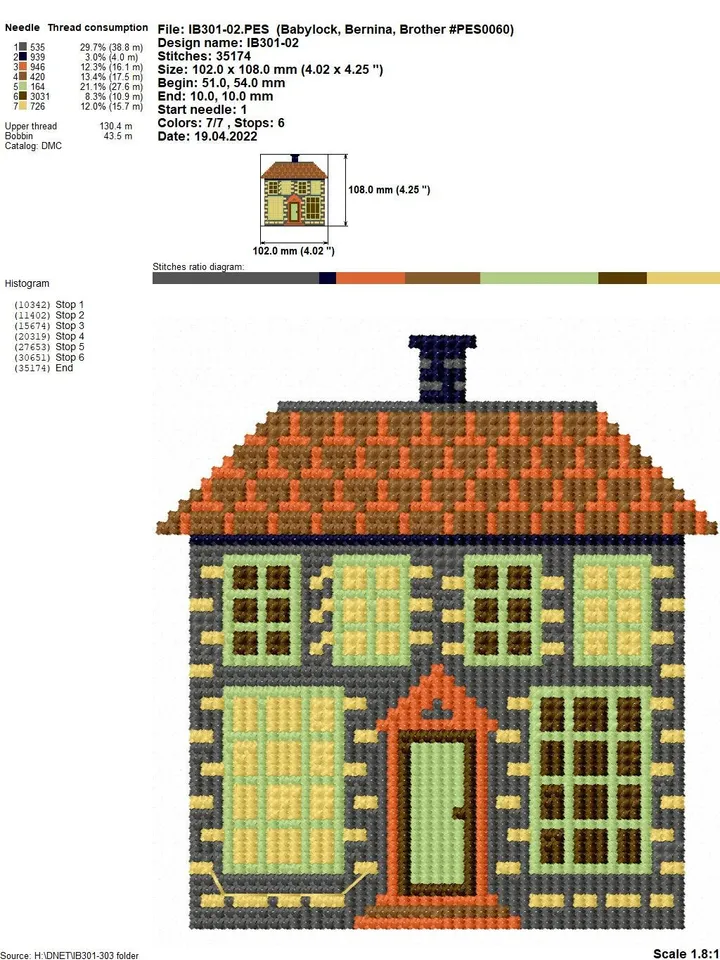 Сross-stitch constructor set machine embroidery design houses and trees digital embroidery patterns embroidery motif home and clothing decor