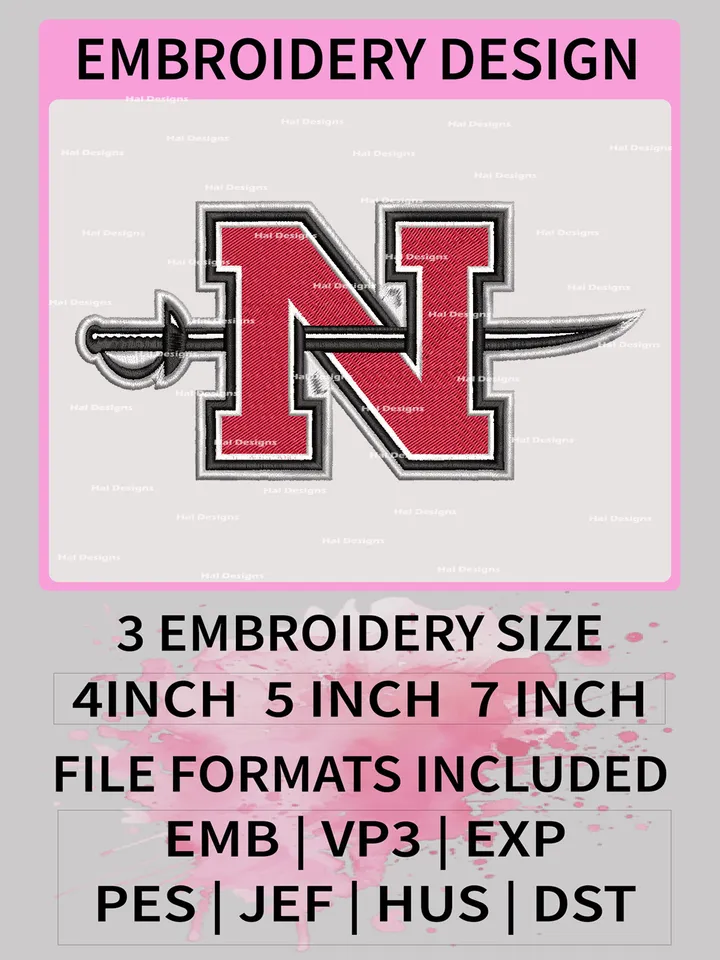 NCAA Nicholls Colonels Embroidery File, 3 Sizes, 6 Formats, NCAA Machine Embroidery Design, NCAA Logo, NCAA Teams