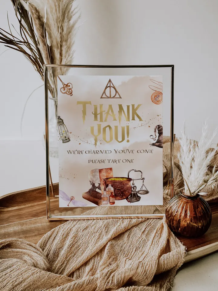 THANK YOU SIGN; Wizard Baby Shower sign; Magic School Baby Shower template; Instant Download; wP66