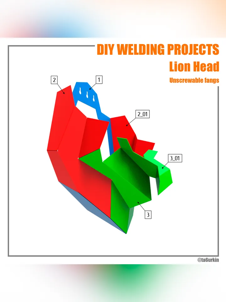 Welding Project Plans Drawings Lion Head (DXF, PDF)