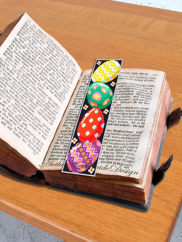 Easter bookmark cross stitch pattern PDF download Easter eggs cross stitch chart, Handmade Bookmark pattern digital PDF, Easter gift #B268