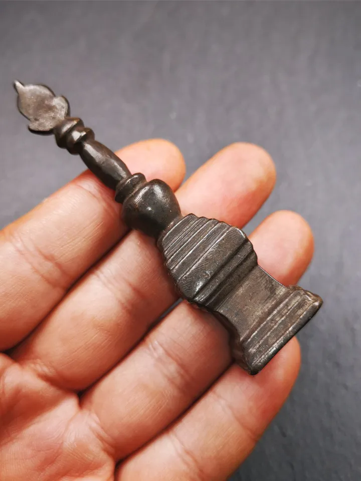 Gandhanra Vintage Tibetan Buddhist Tower Amulet,Stupa,Pagoda Pendant,Made of Thokcha,3.35 inches