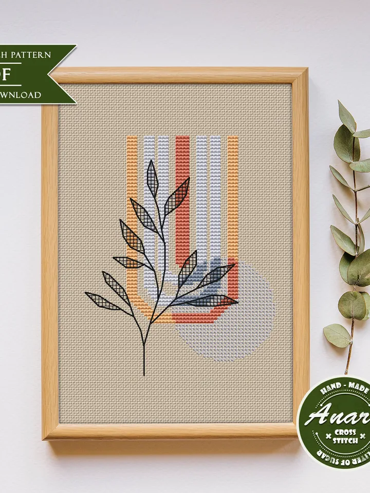 Leaves and Shapes Cross Stitch Pattern
