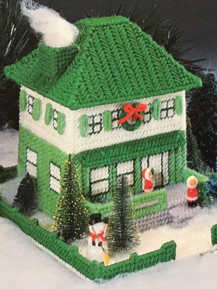 The Christmas Village Plastic Canvas Vintage cross stitch pattern PDF Classic Holiday Designs Instant Download