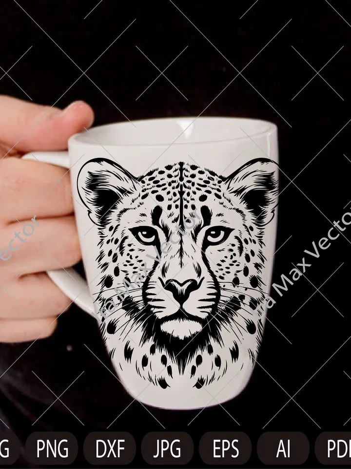 Cheetah Svg, Cheetah Clipart, Cheetah Png, Cheetah Head, Cheetah Cut Files , Cheetah Silhouette, Animals Silhouette