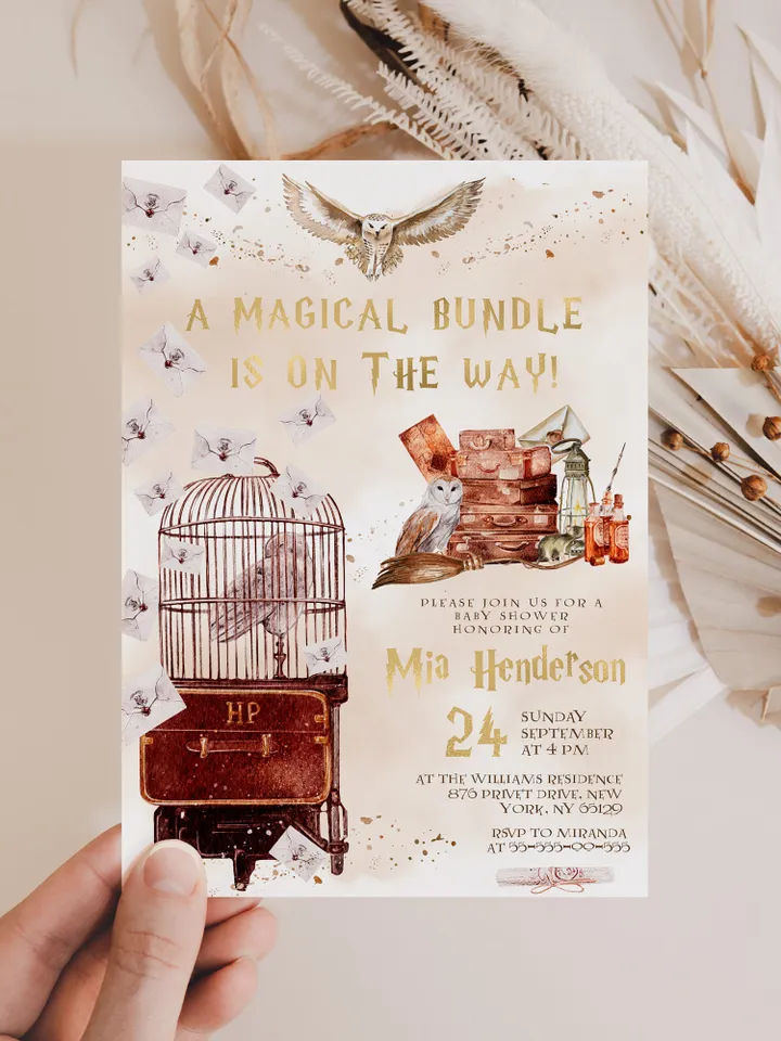 DIY Wizarding World Baby Shower Set; Magic School Baby Shower Template; School of Wizard Baby Shower invitation template; wp66