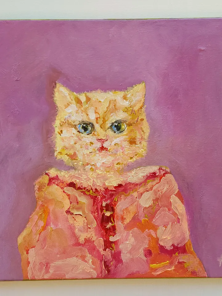 Oil painting on canvas "Portrait of a cat" 30x30cm (12x12inch)