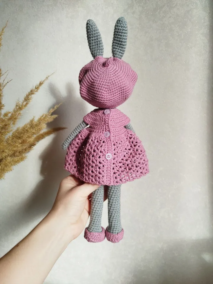 Crochet bunny toy in a dress, stuffed animal toy, bunny toy, amigurumi toy bunny