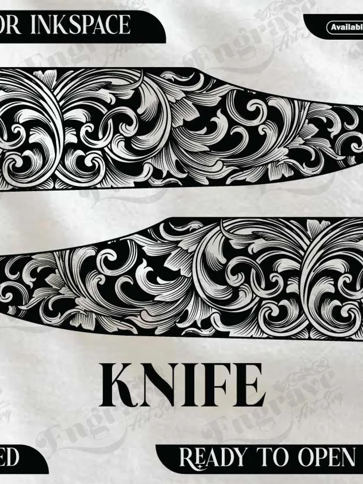Custom Knife Scrolling design,lasercut,laserengraving,fiberlaser,engravingfiles