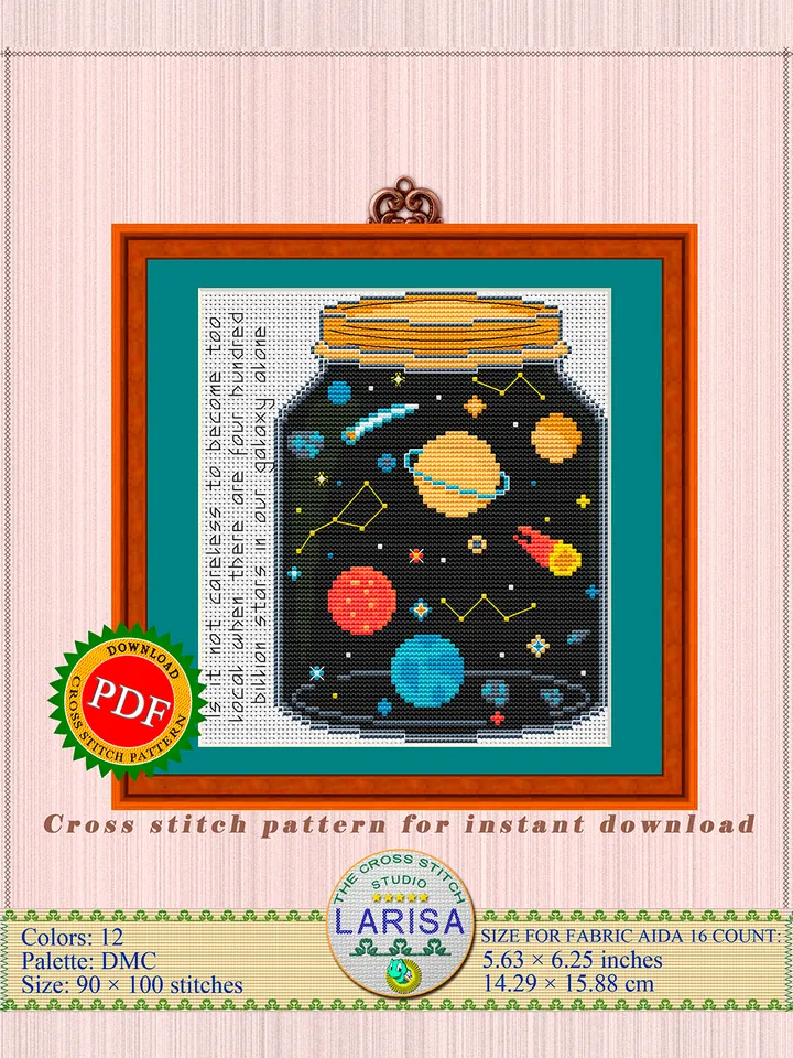 Galaxy Cross Stitch Pattern | Galactic Jar | Explore the Cosmos