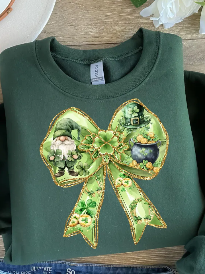 St. Patrick’s Day Coquette Bow PNG, St Patricks Coquette PNG, Coquette PNG, Glitter Faux Disco png, St Patrick's Day png,Glitter Shiny Irish