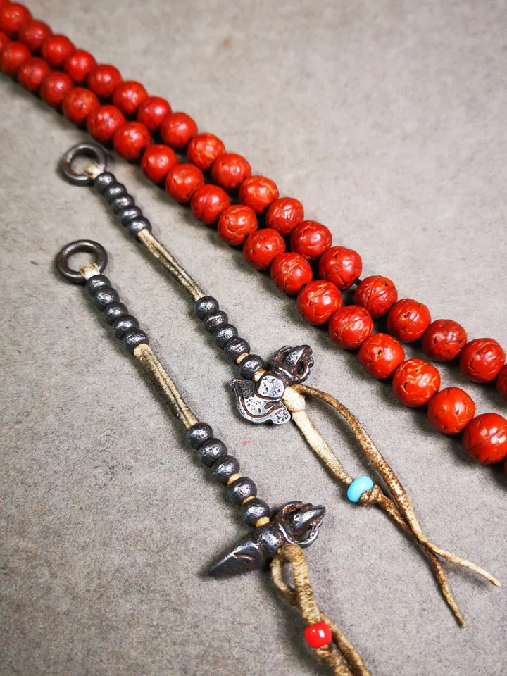 Gandhanra Handmade Tibetan Buddhist Mala Counters,Prayer Bead Counters,with Kartika and Kila Pendant,Made of  Cold Iron