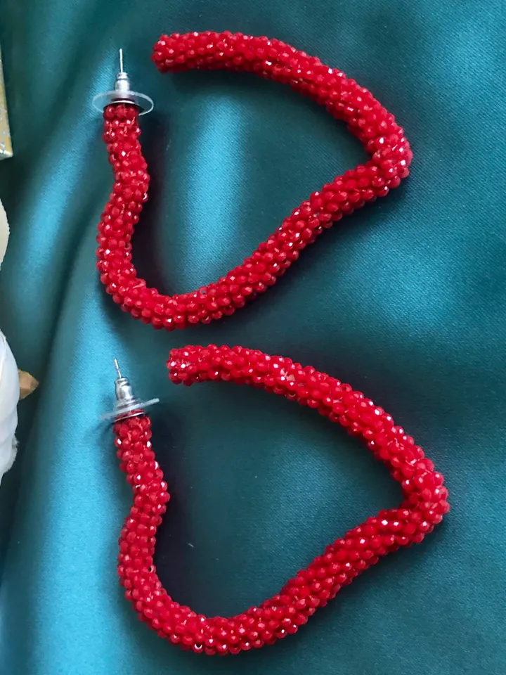 Crystal Heart Hoop Earrings