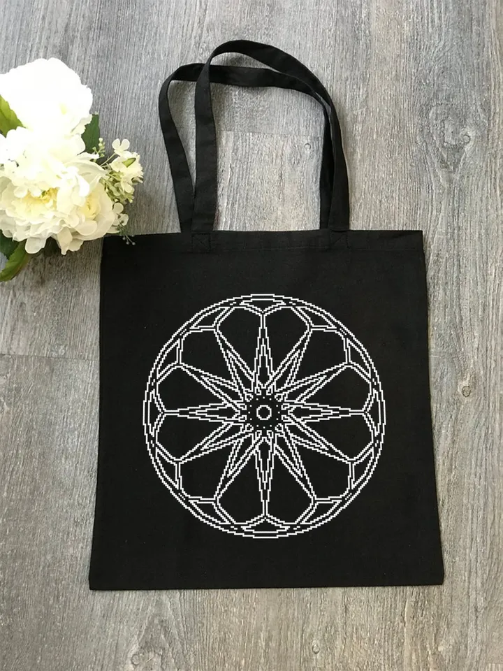 Wheel of fortune mandala cross stitch pattern download PDF Monochrome geometric ornament pattern digital PDF Quick cross stitch sampler #M30