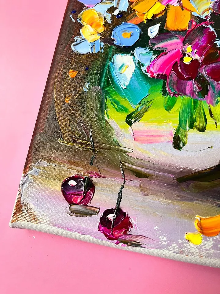 Sunflower Painting Original Art Impasto oil painting Floral Art Small Art