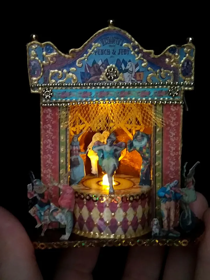 Puppet show. Vintage circus. Circus with illumination.
