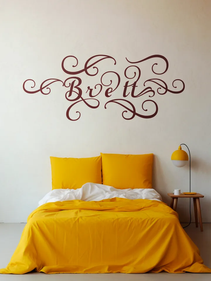 Brett - name in Samantha style with bright letters, digital design