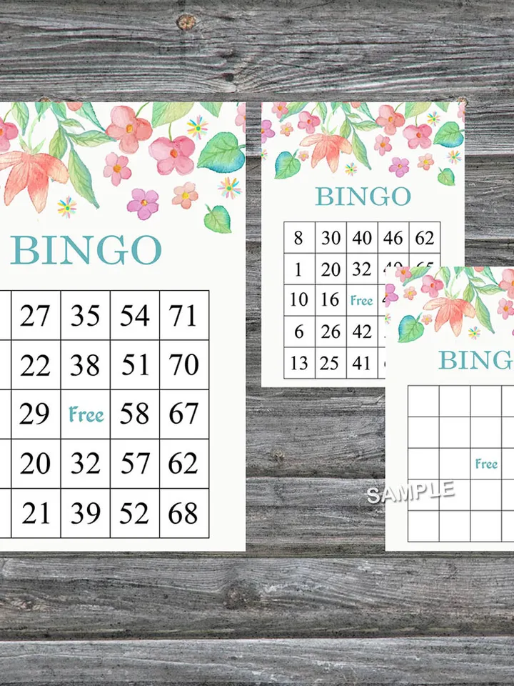 Watercolor Flowers bingo game card,Floral bingo game card,Floral Printable Bingo,Flower themed bingo,INSTANT DOWNLOAD