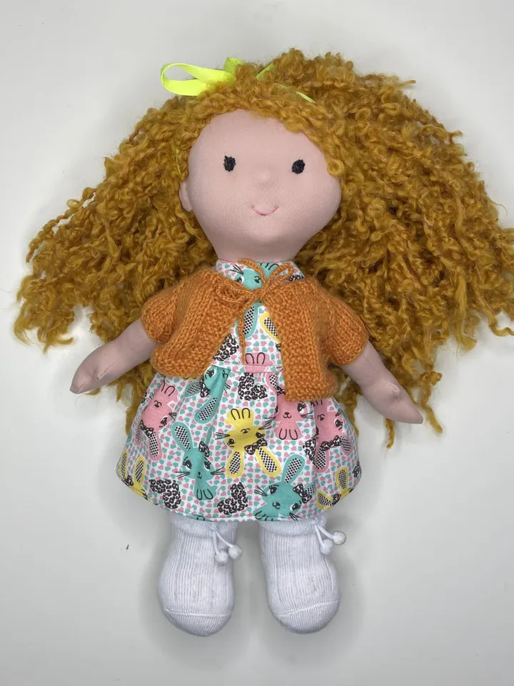 Waldorf doll ready to ship, Red hair handmade textile doll, Christmas gift for a girl, Organic eco friendly Stainer doll