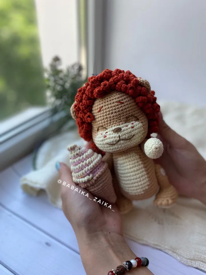 PDF Crochet Pattern Baby Lion and Ice Cream Amigurumi lion pattern Crochet ice cream Cute lion pattern Amigurumi animal Crochet animal