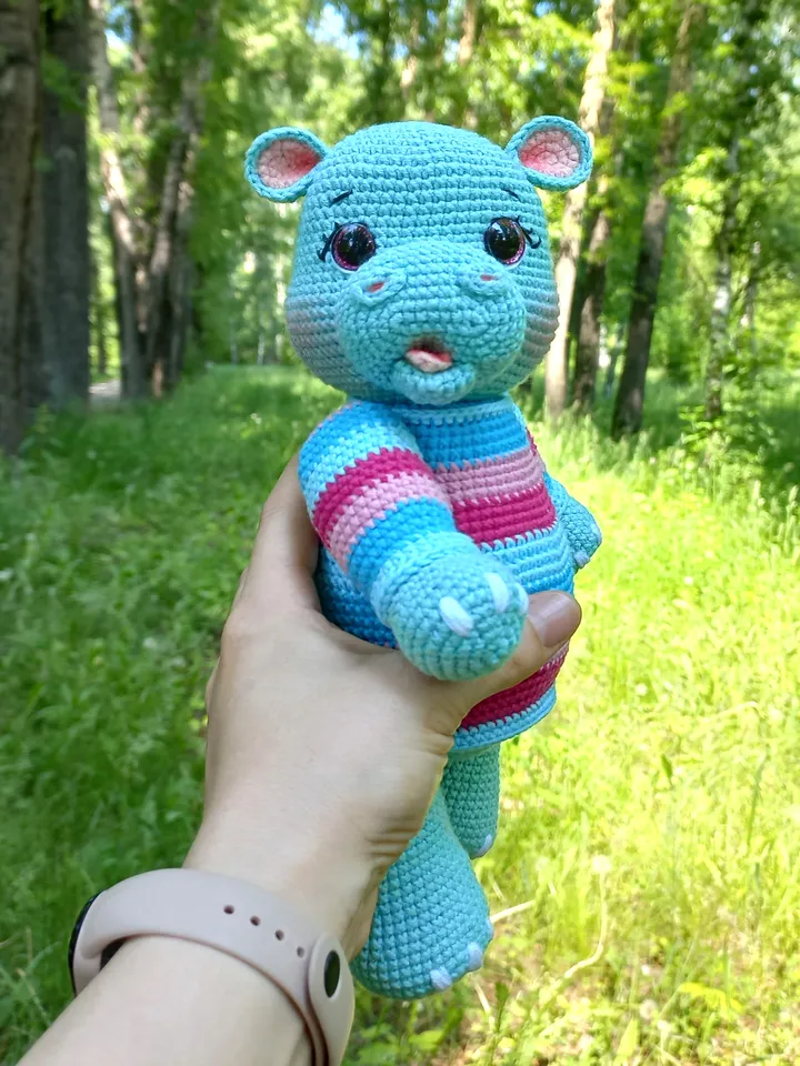 Hippo crochet pattern in English Amigurumi toy hippopotamus crochet tutorial