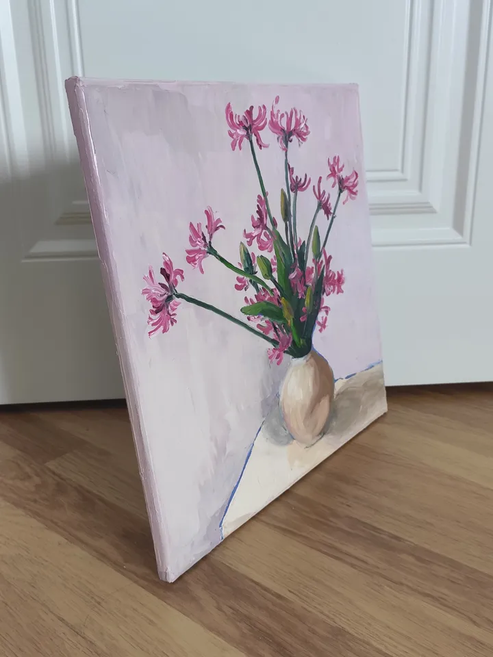 Oil painting on canvas flowers in a vase