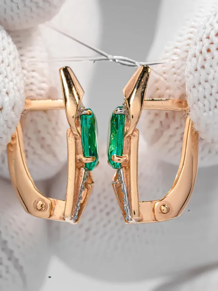 Earrings Silver gold plated 925 assay value with paraiba stone
