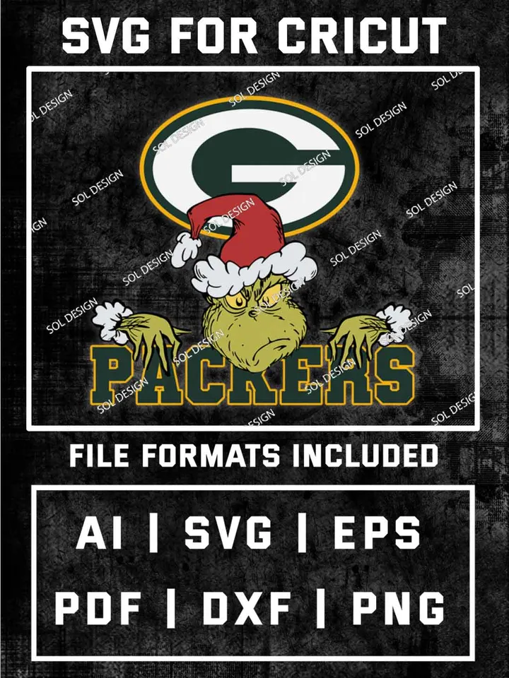 Grinch Green Bay Packers SVG, NFL SVG Design, NFL Green Bay Packers SVG, NFL Packers Cricut, Christmas Svg, Grinch svg, Digital Download