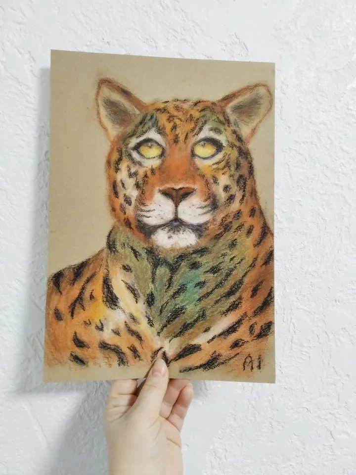 Leopard Painting in pastel on paper