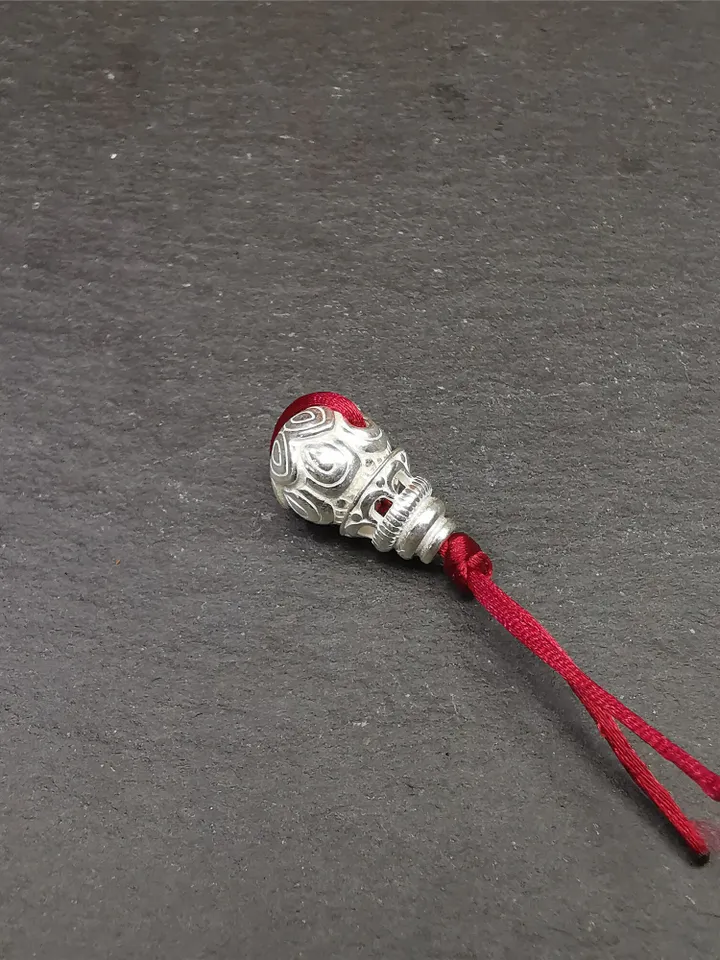Gandhanra Handmade Tibetan Guru Bead,T-drilled 3-Hole Bead for Prayer Bead,Sterling silver Connector Bead for Mala Accessories