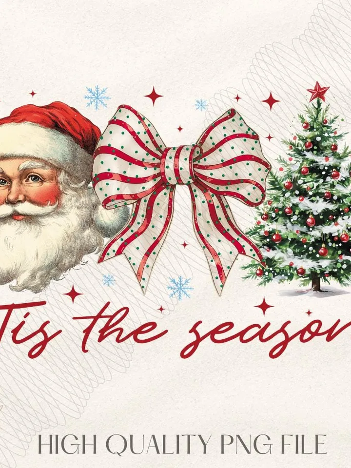 Retro Christmas png, Tis the Season Png, Santa Claus png, Watercolor Christmas png, Christmas sublimation, Merry Christmas, Christmas vibes