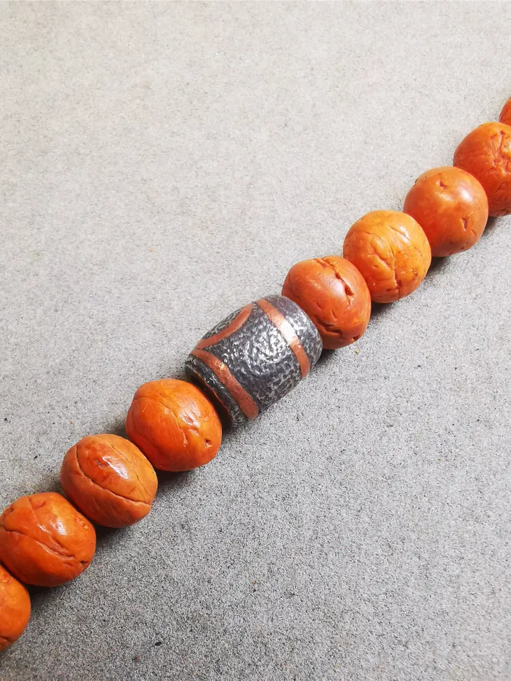 Gandhanra Handmade Tibetan Mala Spacer Beads,Cold Iron 3 Eyes Dzi Marker Beads for Prayer Beads Necklace Accessories,0.35" × 0.43"