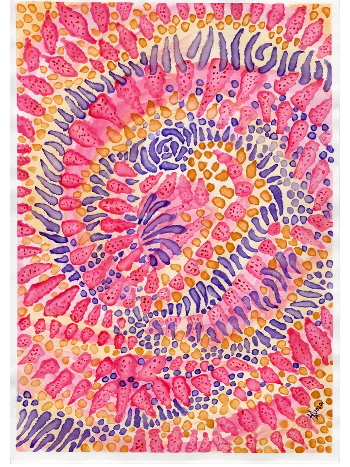 Original watercolor painting. Pink . Abstraction.