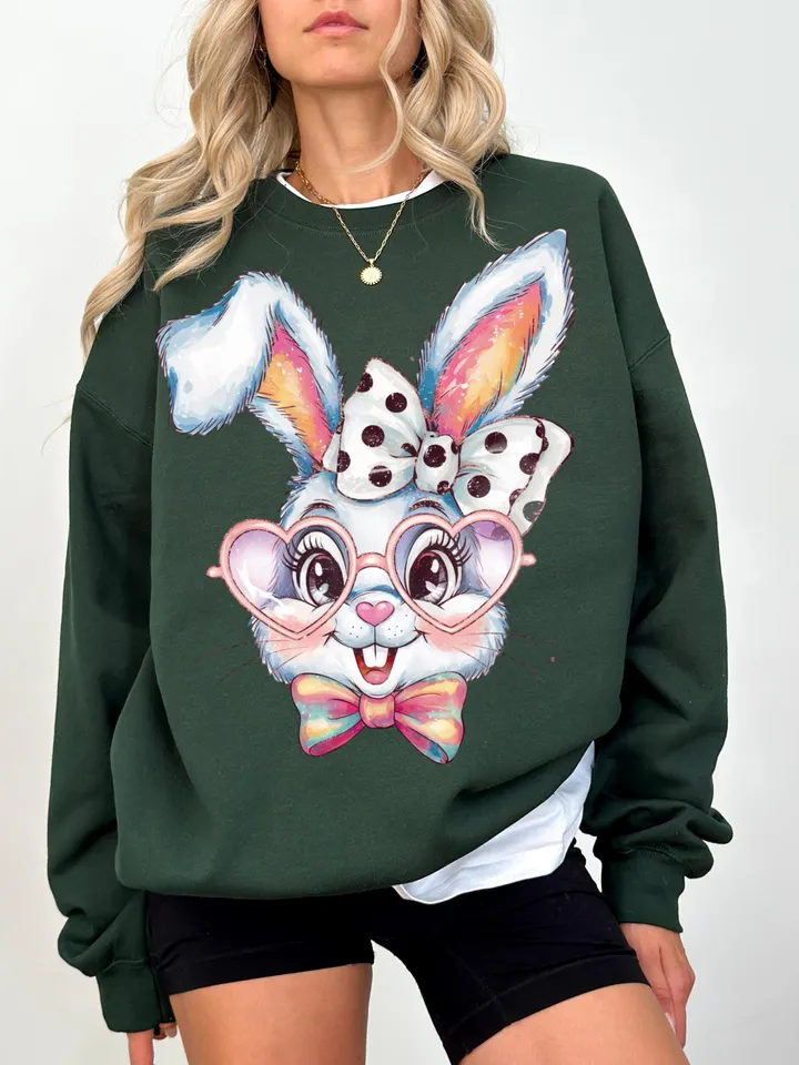 Glitter Easter Bunny Coquette PNG Happy Easter png PNG Coquette Bunny PNG Bow Easter Glitter Brushstroke Girls Kids Easter Sublimation