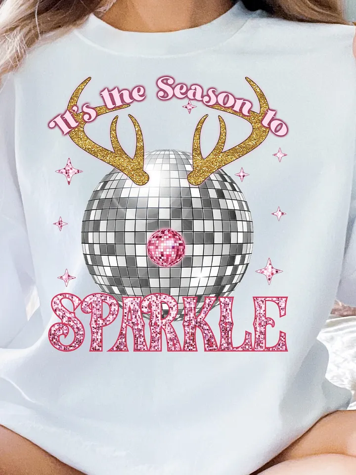 It’s The Season To Sparkle png-Retro Christmas png,Christmas sublimation,Christmas Disco ball png,Trendy png,Retro Holidays png,Reindeer