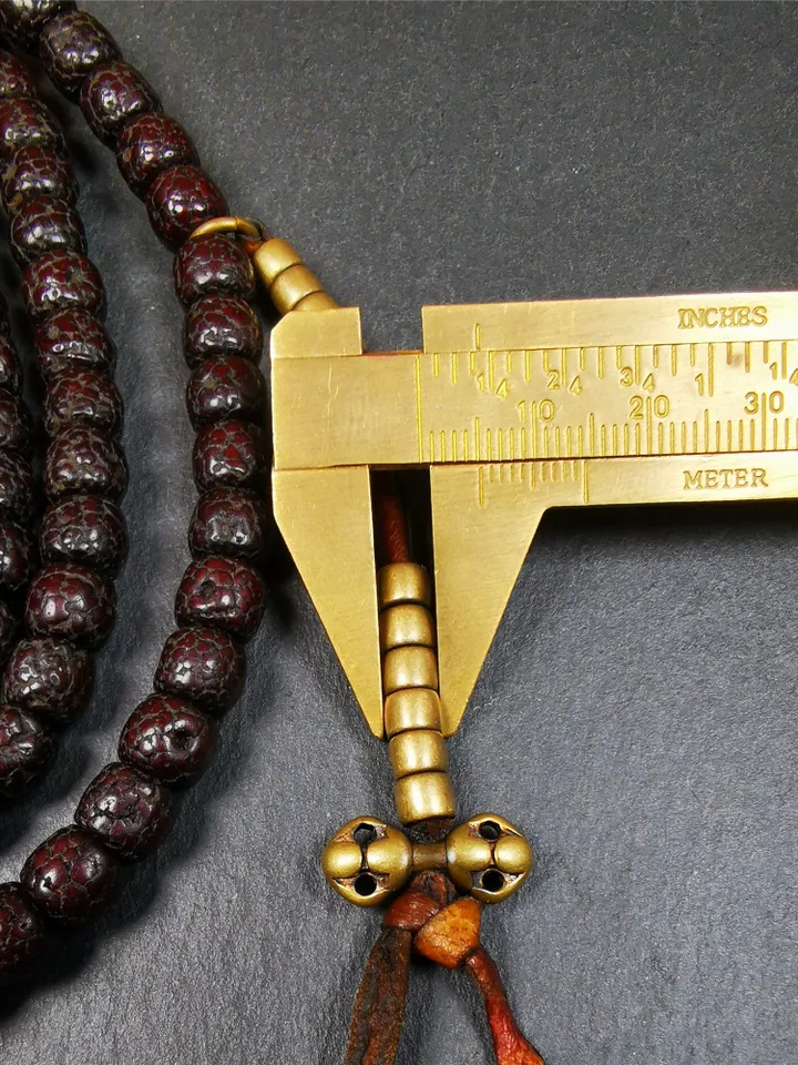 Gandhanra Old 108 Tibetan Lotus Seed Beads Mala,Prayer Beads Necklace for Meditation,Diameter 0.32", Circumference 30"