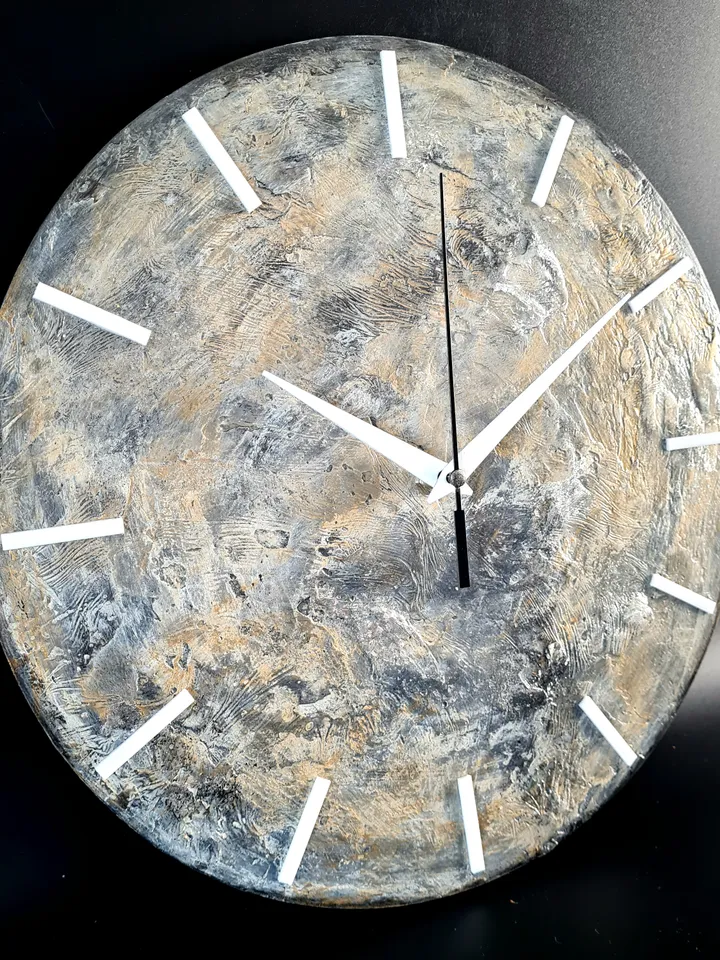 Textural wall clock Wall clock for living Art moon wall clock Hand painted clock