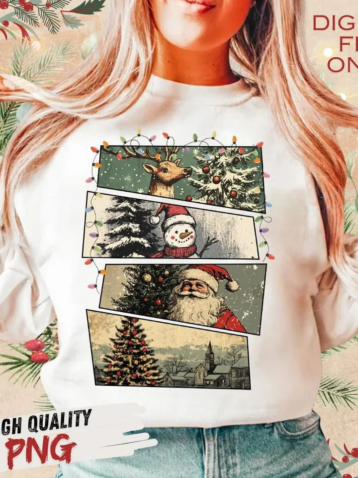 Retro Christmas PNG, Christmas Shirt PNG, Vintage Christmas PNG, Santa Claus png, Christmas Sublimation, Merry Christmas png, T-shirt design
