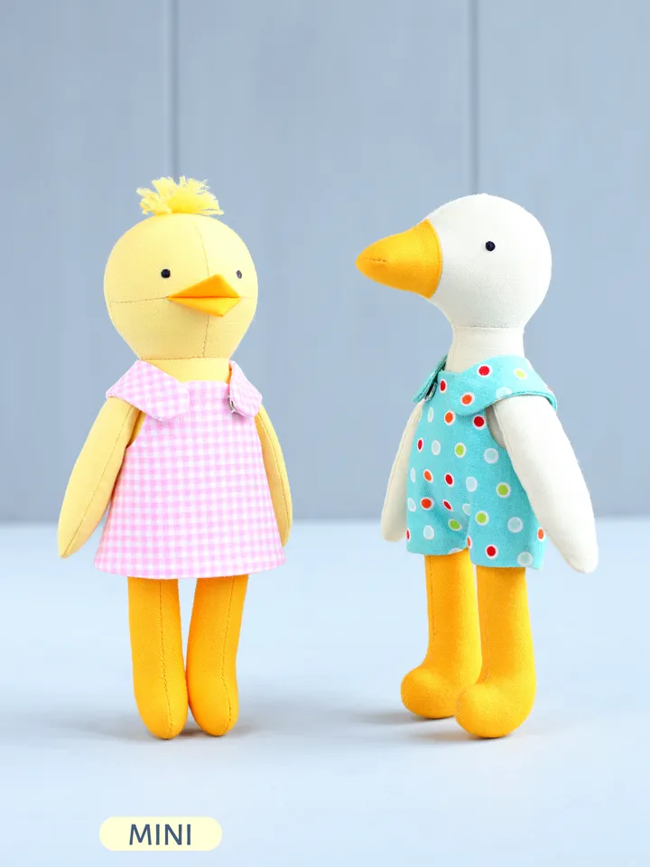 2 PDF Mini Chick and Duck Stuffed Animals Sewing Patterns Bundle