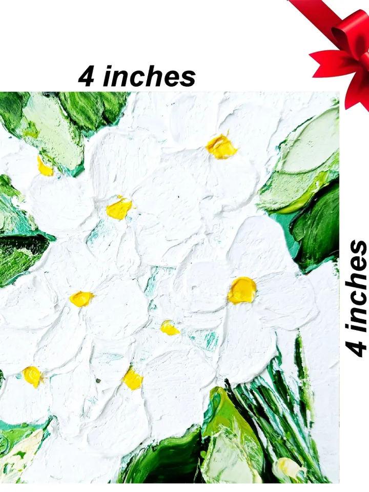 Hydrangea Painting Flower Original Art Impasto Oil Painting 4x4 painting Floral Small Painting by ArtProkopaloSv