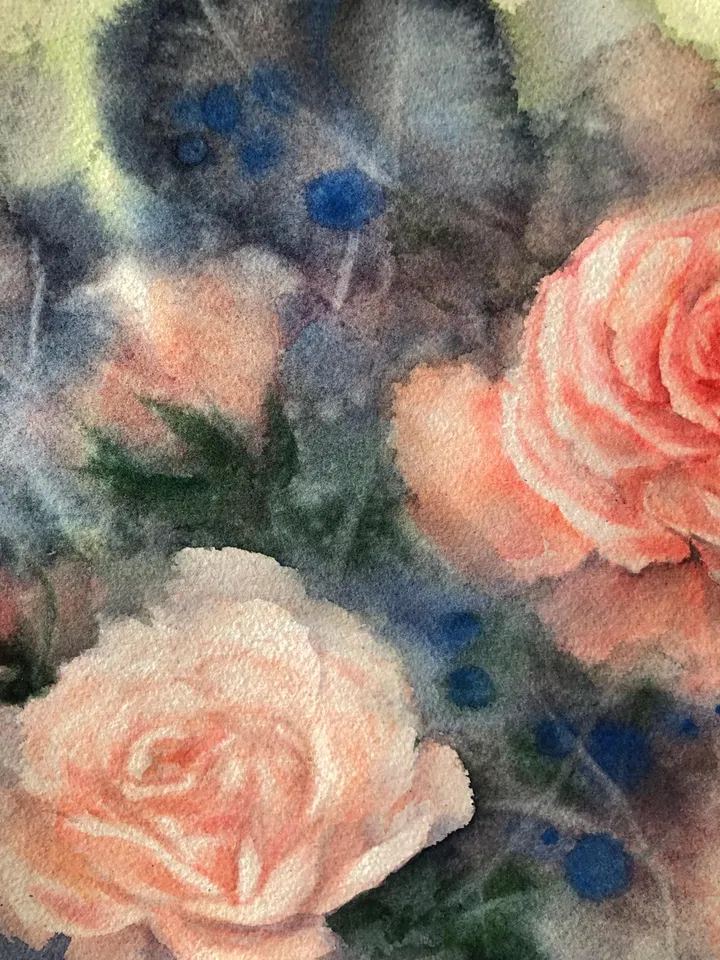 Roses Original Painting Flowers Watercolor Painting Floral Artwork