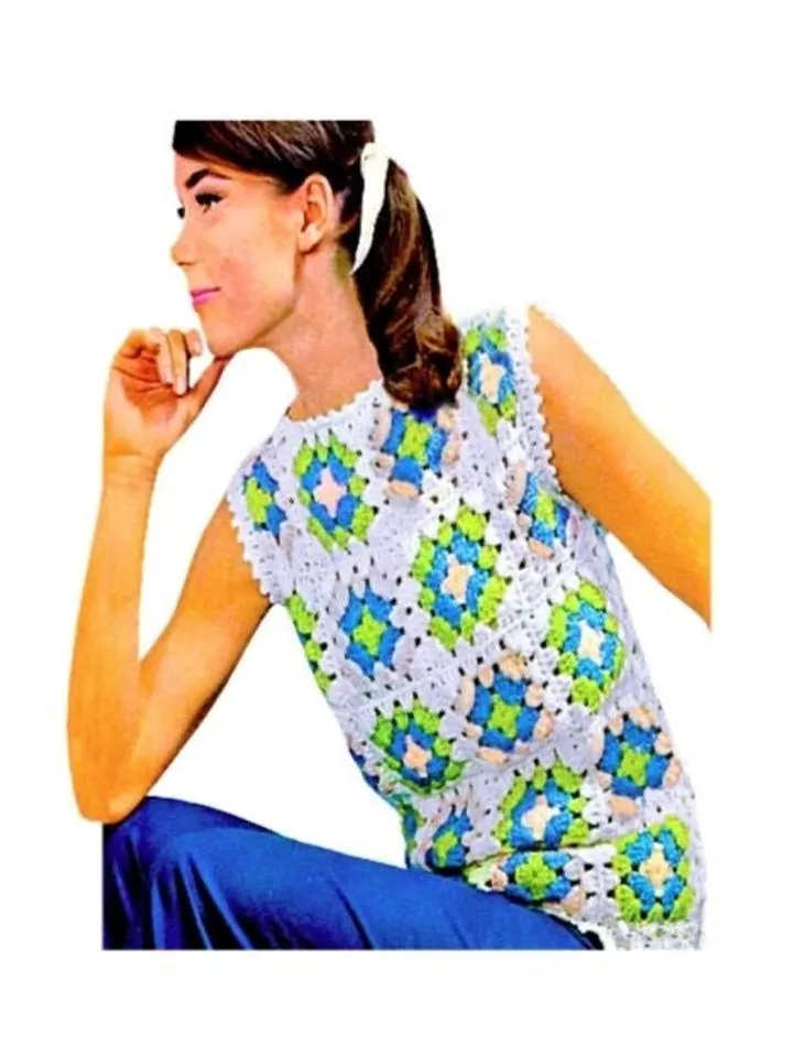 Crochet top Granny square , crochet top pattern, women top, easy top crochet